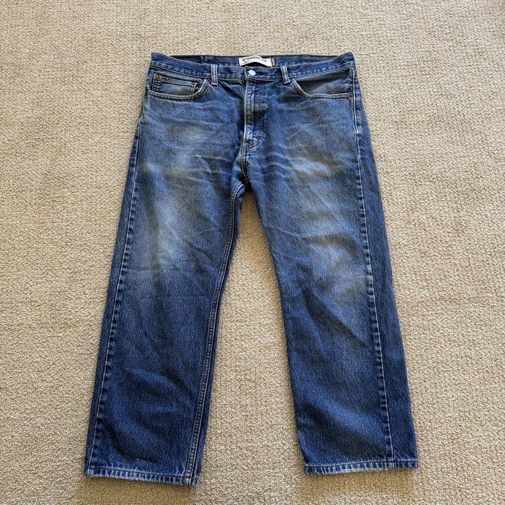 Levi's Men's 505 Regular Fit Straight Leg Stretch Denim Jeans Blue Medium Wash